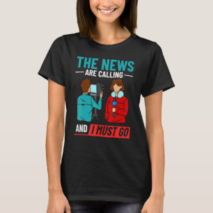 News Reporter Microphone Camera  Interviews 3 T-Shirt