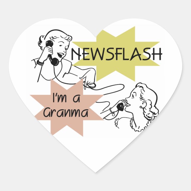 Newsflash I'm a Granma Tshirts and Gifts Heart Sticker (Front)