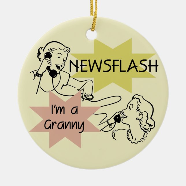 Newsflash I'm a Granny T-shirts and Gifts Ceramic Tree Decoration (Front)