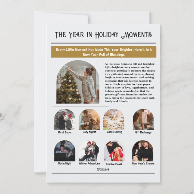 Newsletter Arch Photo Collage Christmas Holiday Card (Back)