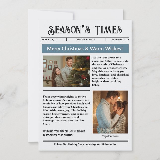 Newsletter Arch Photo Collage Christmas  Holiday Card (Front)