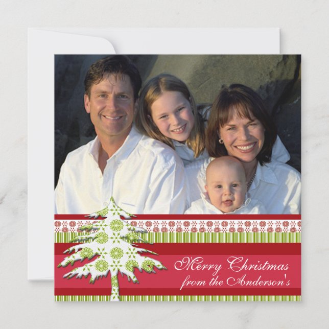Newsletter on Back Red Damask Christmas Card (Front)