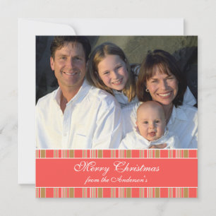 Newsletter  Pink Green Stripe Christmas Card