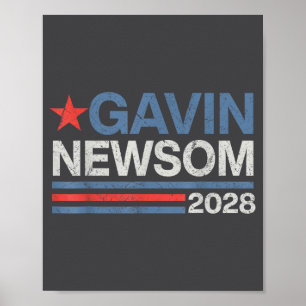 Newsom 2028 President 48 Us Flag Election Campaign Poster