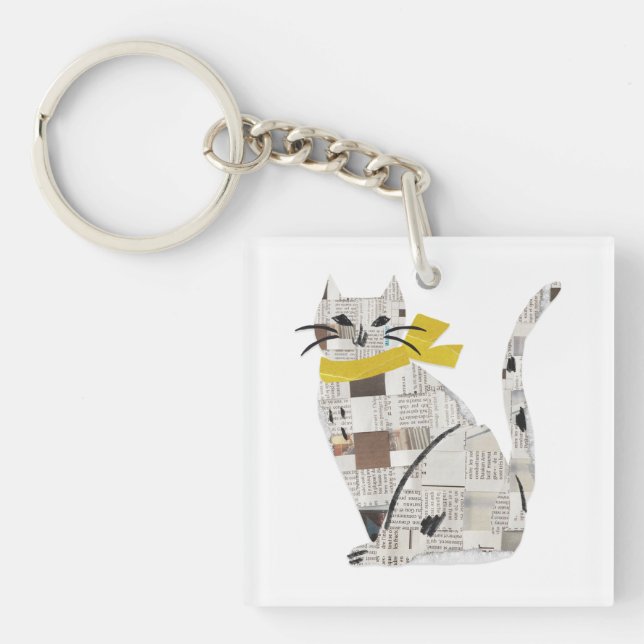 newspapar cat key ring (Front)