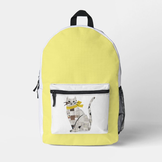newspapar cat printed backpack (Front)