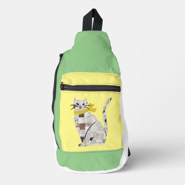 newspapar cat sling bag (Front)