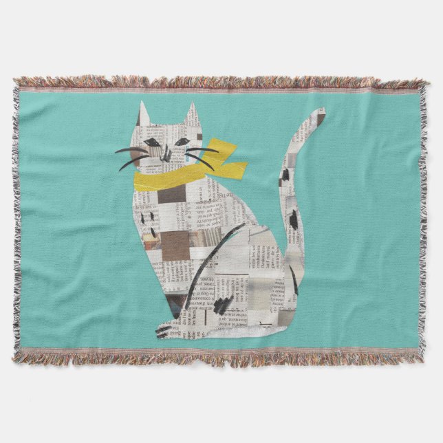 newspapar cat throw blanket (Front)