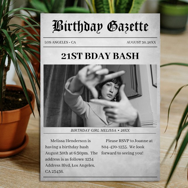 Newspaper Article Birthday Party Invitation (Newspaper Article Birthday Party Invitation
)