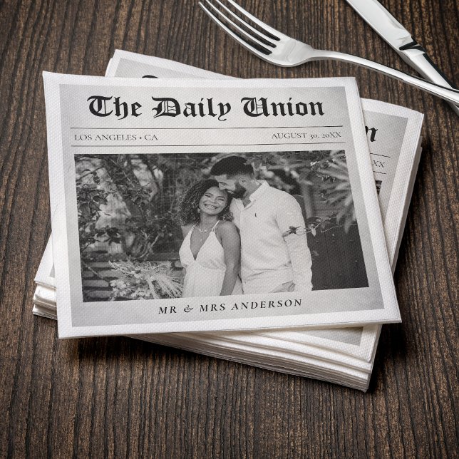 Newspaper Article Wedding Reception Napkin (Newspaper Article Wedding Reception Napkins
)