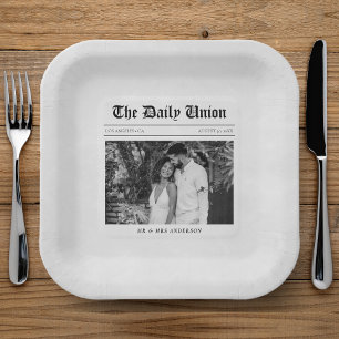 Newspaper Article Wedding Reception Paper Plate