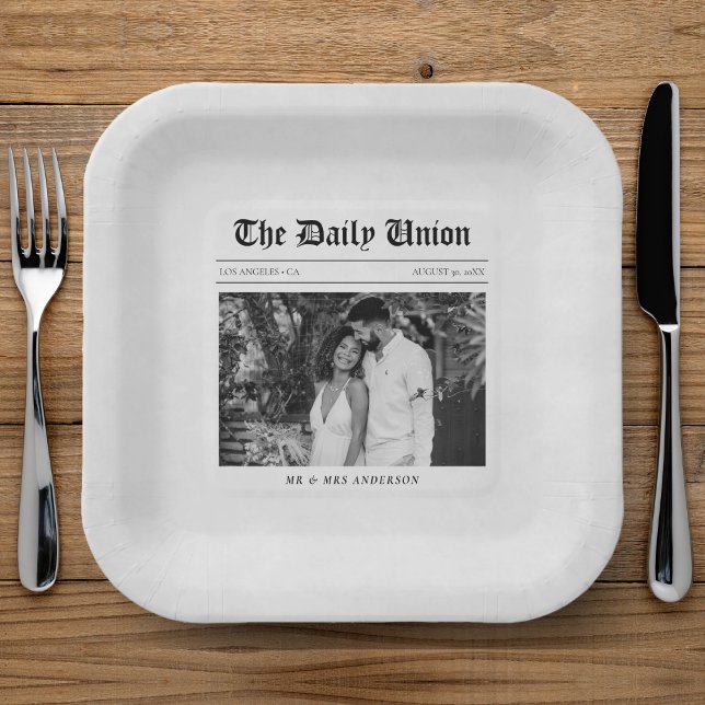 Newspaper Article Wedding Reception Paper Plate (Newspaper Article Wedding Reception Paper Plates
)