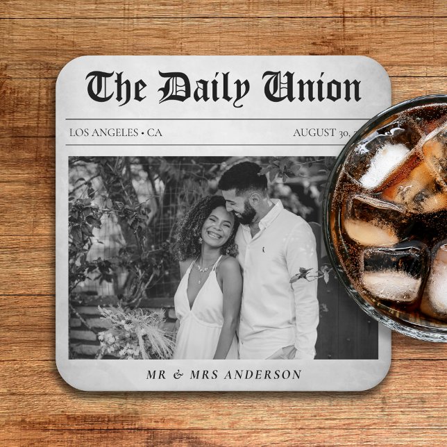 Newspaper Article Wedding Reception Square Paper Coaster (Newspaper Article Wedding Reception Square Paper Coaster
)