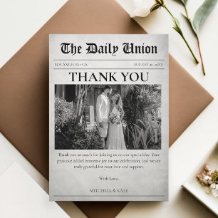 Newspaper Article Wedding Thank You Card