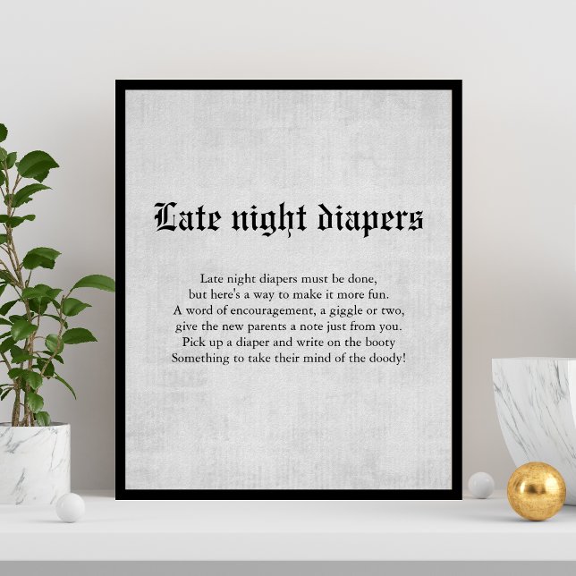 Newspaper Baby Shower Late night Diapers Poster (Creator Uploaded)