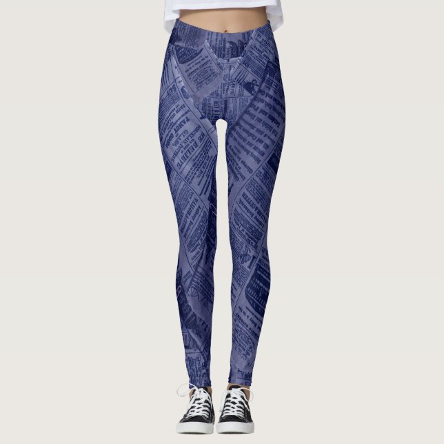 NEWSPAPER - Blue Leggings (Front)