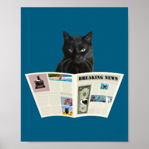 Newspaper Breaking News Black Cat Au Journal _1 Poster