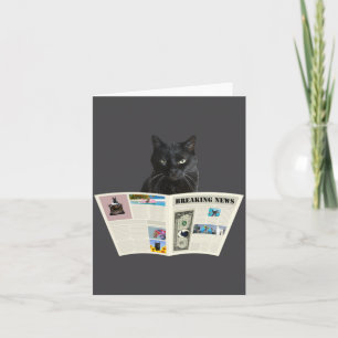 Newspaper Breaking News Black Cat Au Journal Card