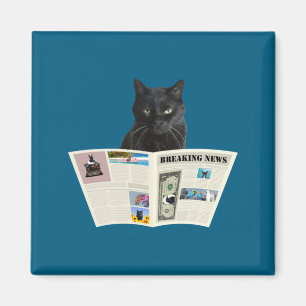 Newspaper Breaking News Black Cat Au Journal  Magnet
