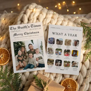 Newspaper Christmas Newsletter Year in Review Holi Holiday Card