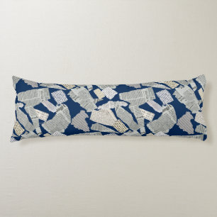 Newspaper Cutting Pattern 01x4.b DBlue Body Cushion