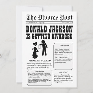 Newspaper divorce invite: Problem solved, QR code Invitation
