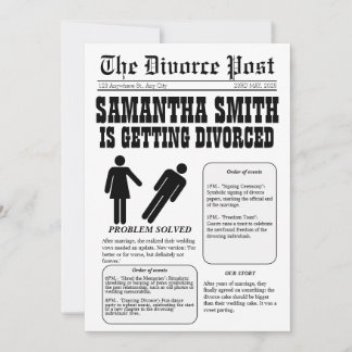 Newspaper divorce invite: Problem solved, QR code Invitation