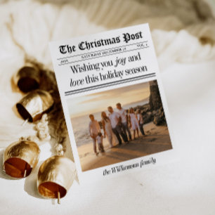 Newspaper Family Photo Christmas Holiday Card