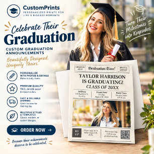 Newspaper Front Page Class of 2026 Bold Invitation
