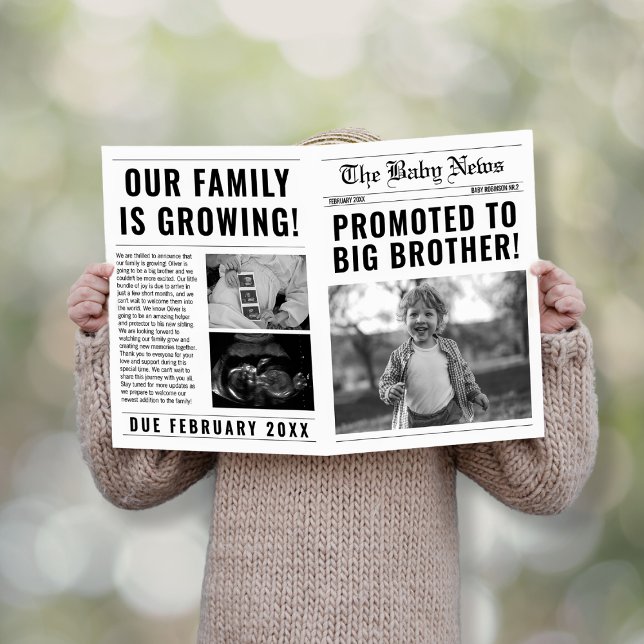 Newspaper Funny Big Brother Pregnancy Announcement (newspaper promoted to big brother pregnancy announcement)