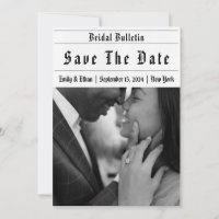 newspaper funny save the dates invitation