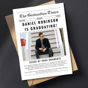 Newspaper Graduate Photo Stylish Graduation 2024 Invitation