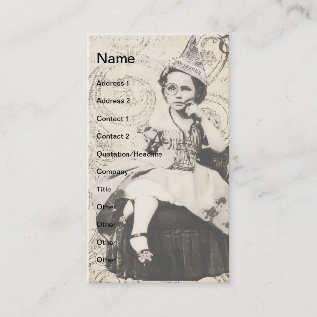 Newspaper Hat Gal 5 Business Card (Front)