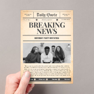 Newspaper invitations front page news