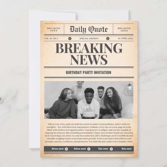 Newspaper invitations front page news (Front)