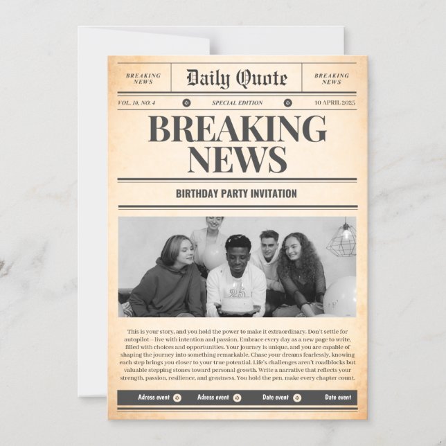 Newspaper invitations front page news (Front)