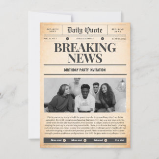 Newspaper invitations front page news