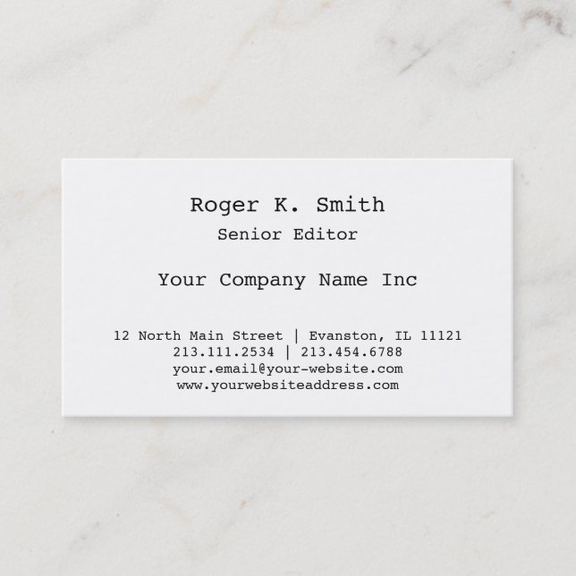 Newspaper Journalist or Magazine Editor's Retro Business Card (Front)