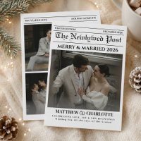 Newspaper Merry and Married Newlywed Photo