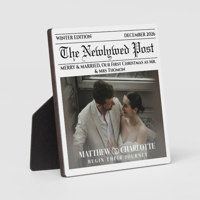 Newspaper Merry and Married Photo Plaque (Front)