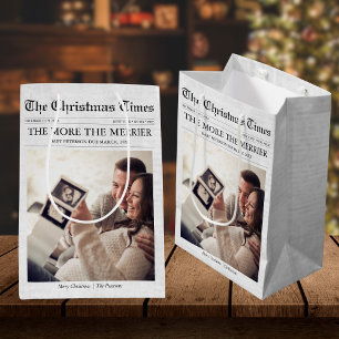 Newspaper More the Merrier Baby Christmas Medium Gift Bag