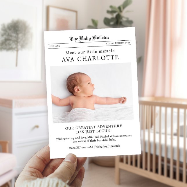 Newspaper Newborn Baby Announcement  Postcard (Creator Uploaded)