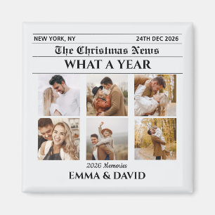 Newspaper Newlywed 6 Photo What a Year Couple  Magnet