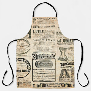 Newspaper page with advertisement - Vintage engrav Apron