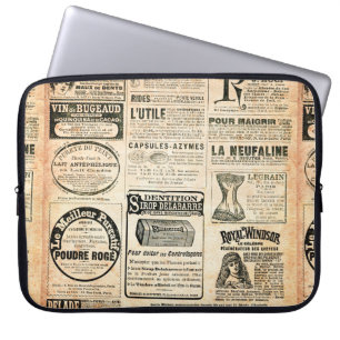 Newspaper page with advertisement - Vintage engrav Laptop Sleeve