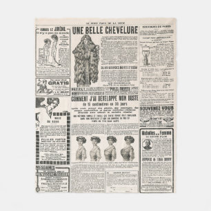 Newspaper page with antique advertisement fleece blanket