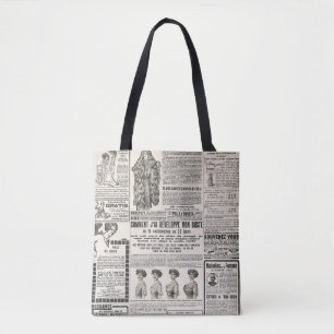 Newspaper page with antique advertisement tote bag