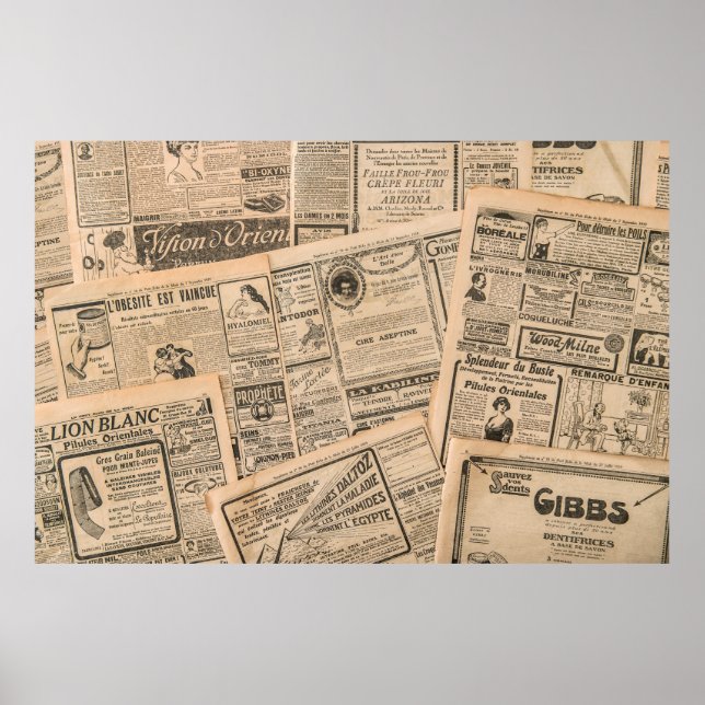 Newspaper pages with antique advertising. Vintage  Poster (Front)