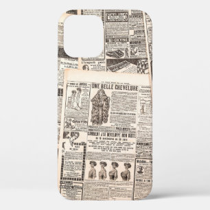 Newspaper pages with antique advertising. Woman's  iPhone 12 Case