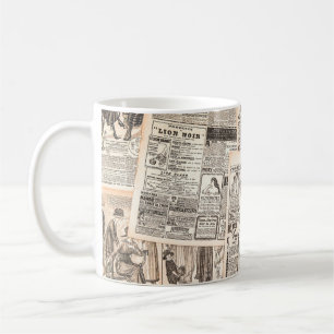 Newspaper pages with antique advertising. Woman's Coffee Mug